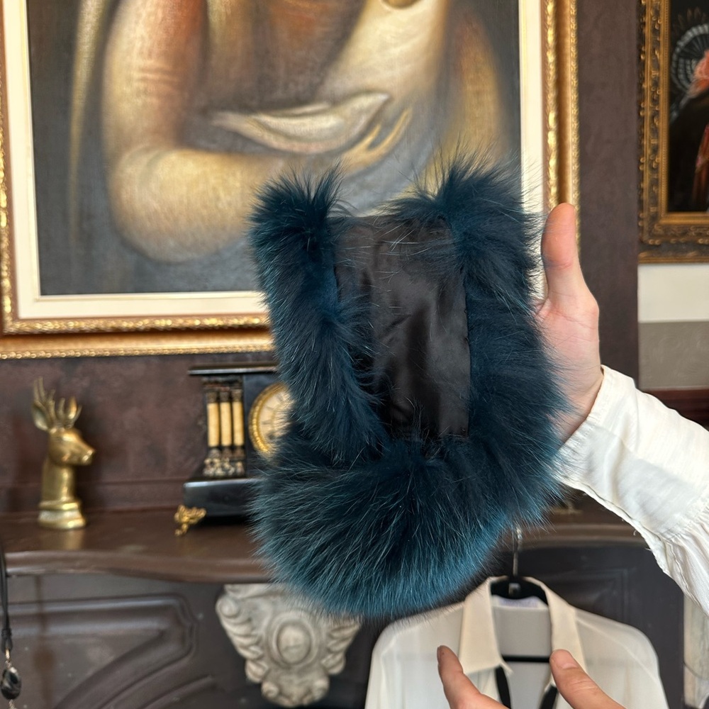 Vintage Teal Fur Headband Or Neck warmer - Picture 8 of 11